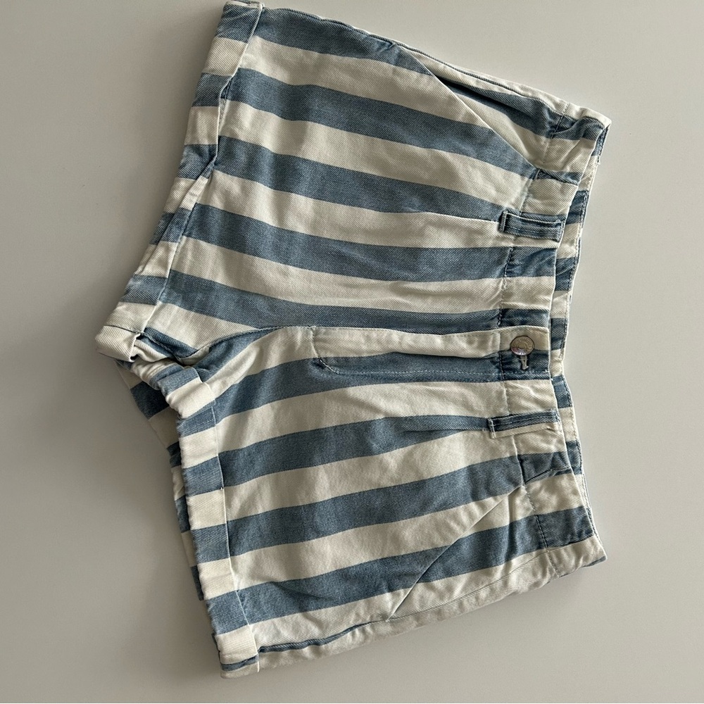 Forever 21 High Waist Blue and White Striped Shorts
